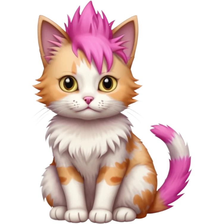 cat sitting with pink mohawk emoji