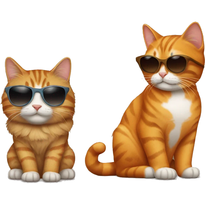 Orange cat and brown tabby with sunglasses on emoji