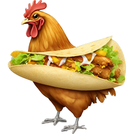 Chicken eating tacos emoji