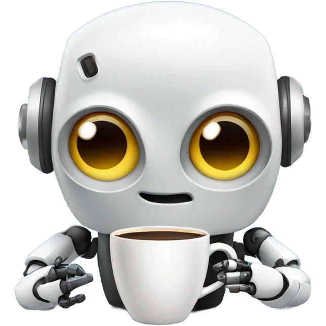 cute robot with a cup of coffee emoji
