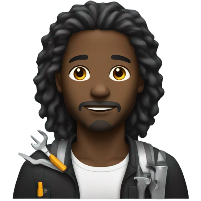 Black man with long hair and tools emoji
