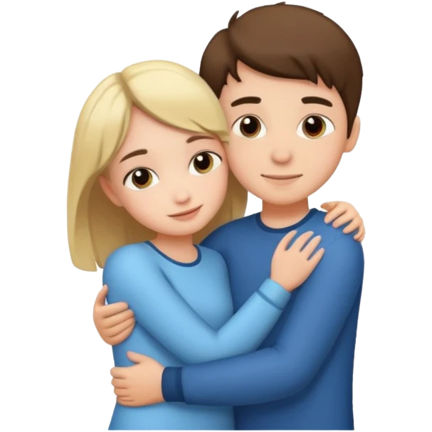 Un garçon et une fille en position calin emoji