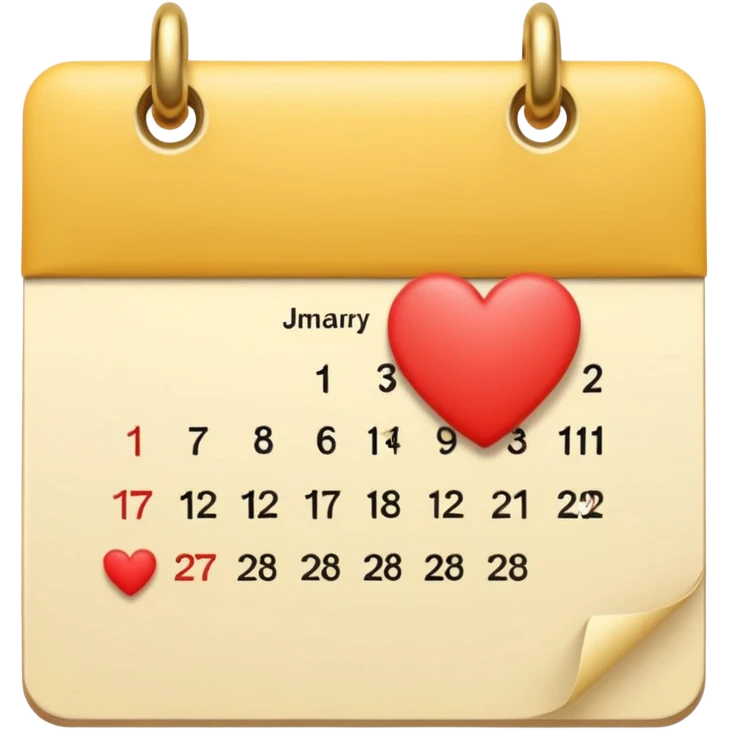 cute kalender , really light yellow/gold/brown themed with maybe a little heart on it. its paper in it and rings at the top of it where the paper is on. it needs to look like its drawed  and the rings at the top instead.  and it not has to look like its standing and a little bit more out zoomed  emoji