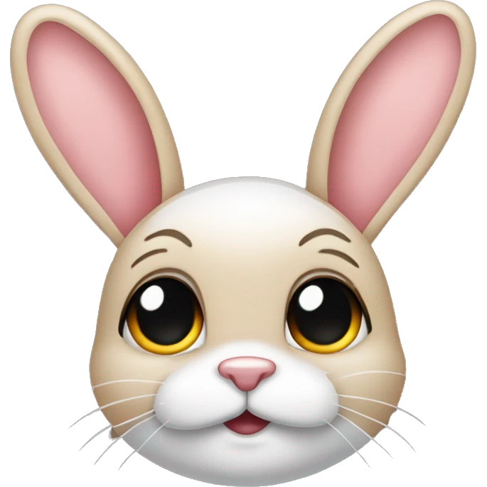 Crea un emoji de cara de conejo bebe con una oreja doblada  emoji