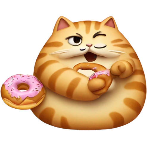 Fat cat eating a donut emoji