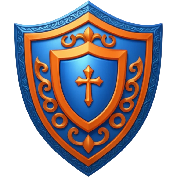 glitter blue and orange ancestor shield emoji