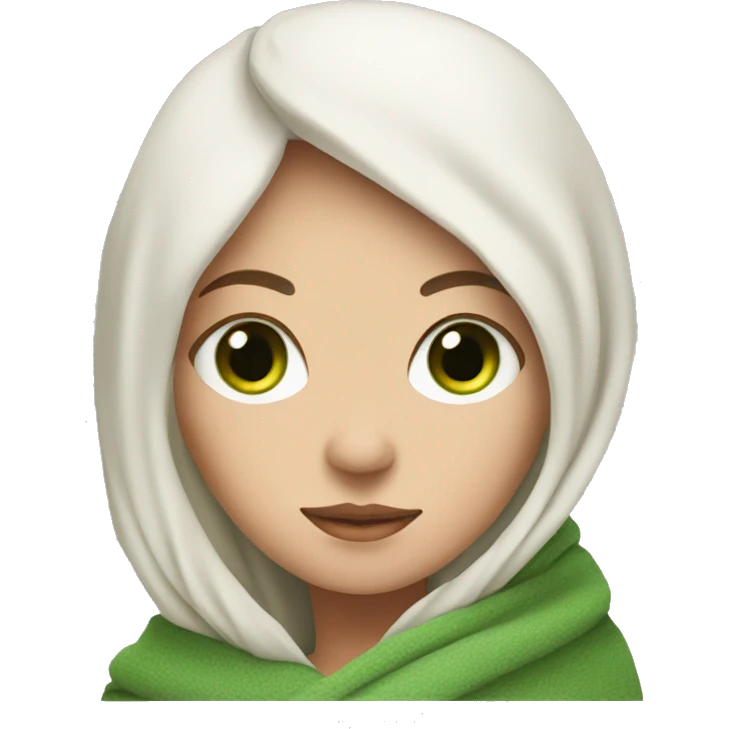 Green eyed white woman with blanket wrapped around her  emoji