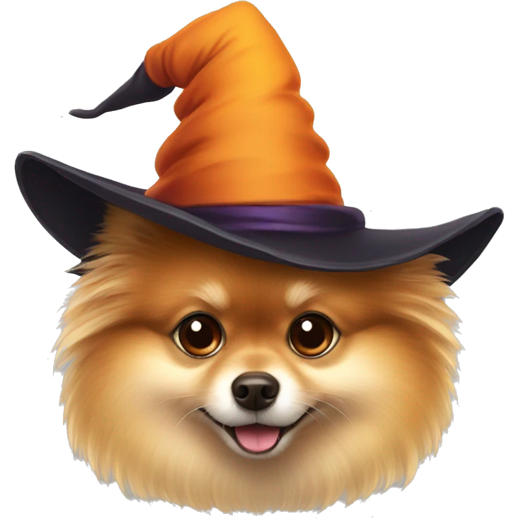 Pomeranian in a witch's hat emoji