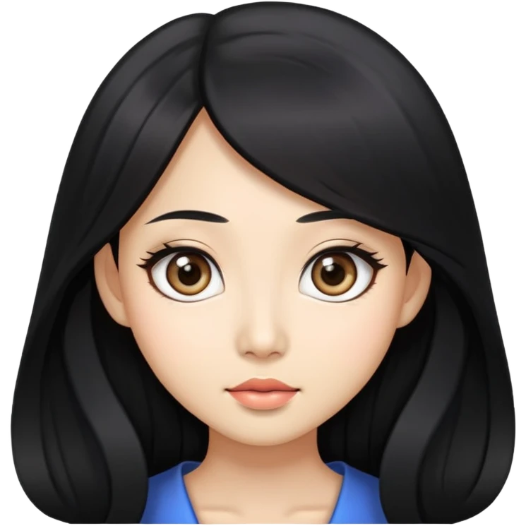 asian beautiful woman，big eyes，long black hair emoji