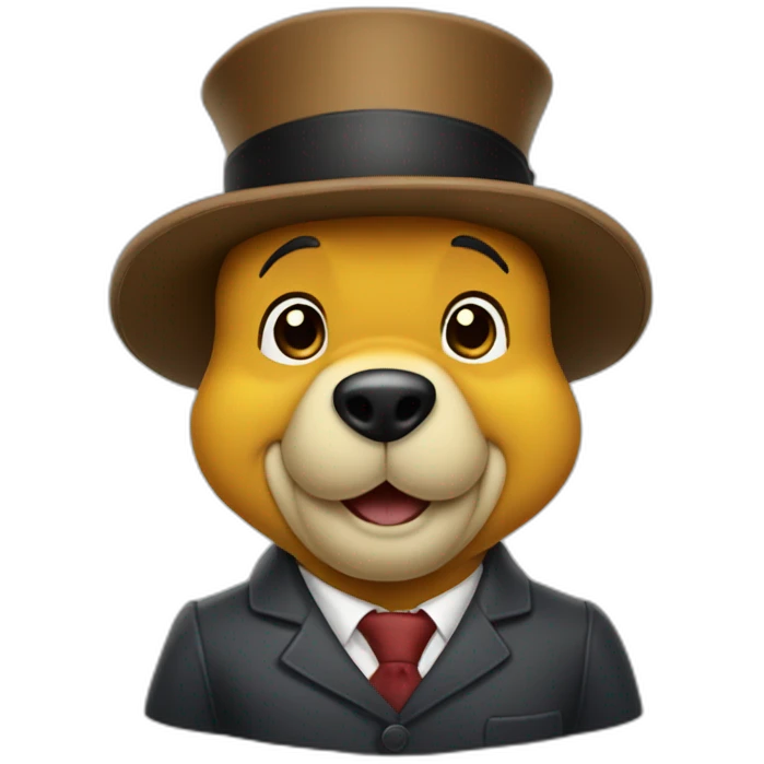 winne the pooh as a banker with mustache emoji