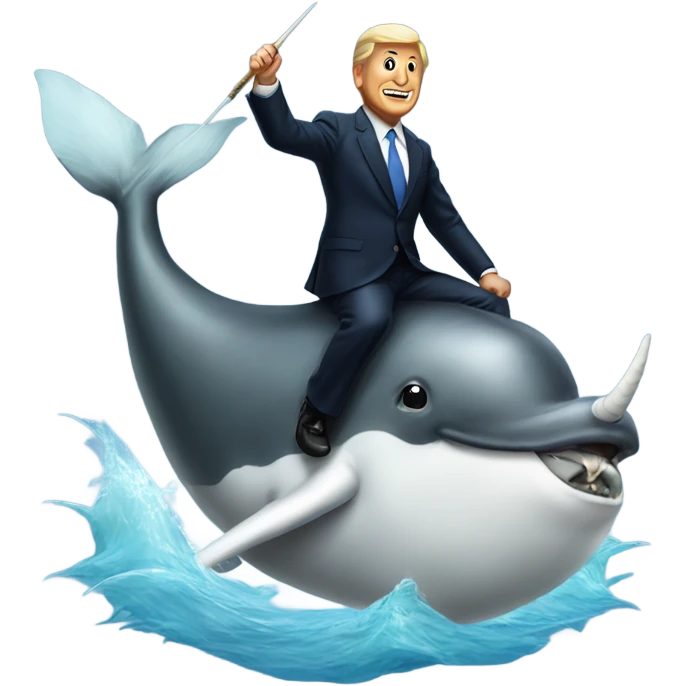 President riding a narwhal emoji