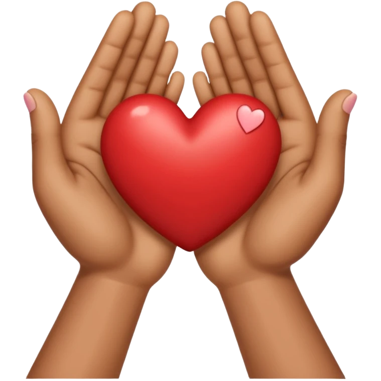 Heart shaped hands emoji from iPhone with tan skin emoji