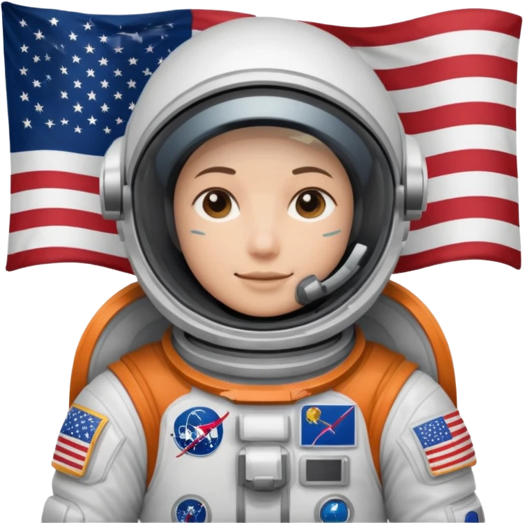 Astronaut floating in space USA no face real emoji