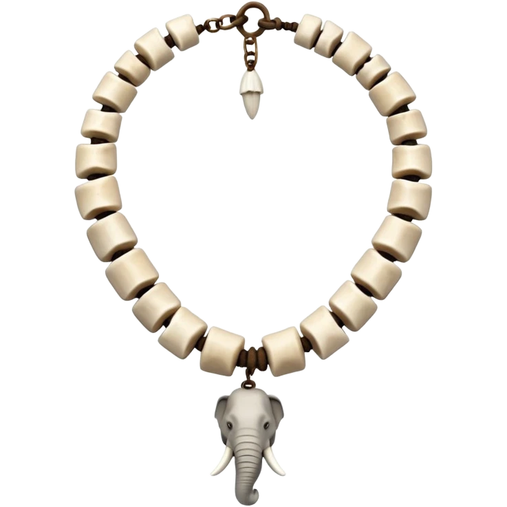 stone age necklace without human skeleton with 1 elephant teeth and different animal bones emoji