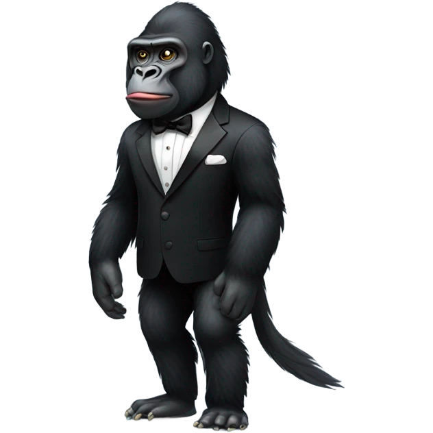 Pitch black gorilla chicken in a tuxedo emoji