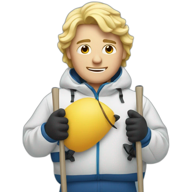 big blond guy in ski emoji