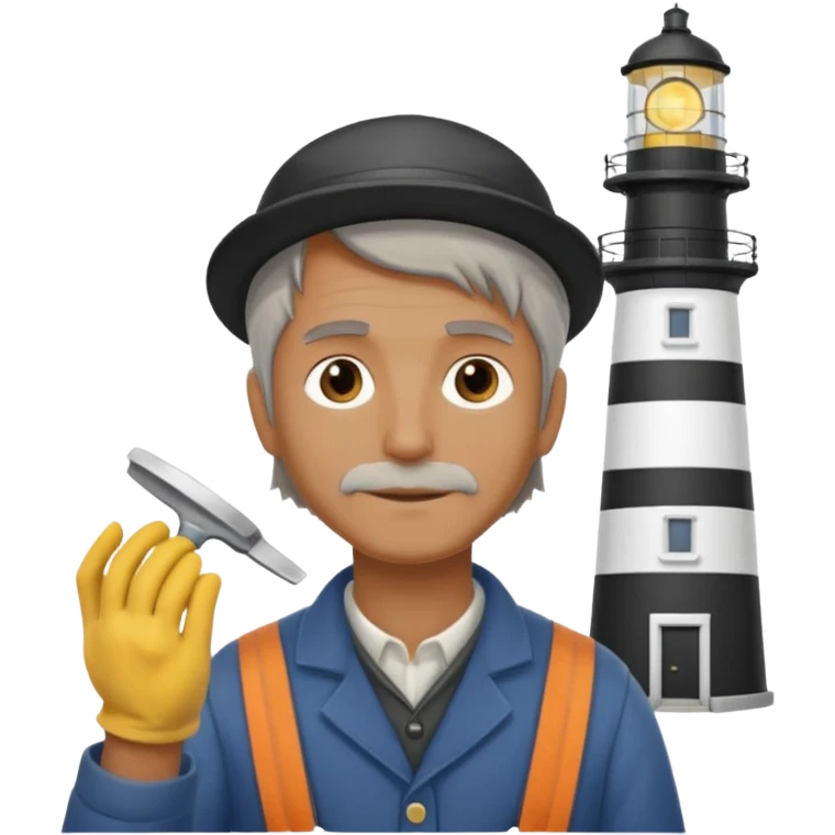 lighthouse Keeper while cleaning lens emoji