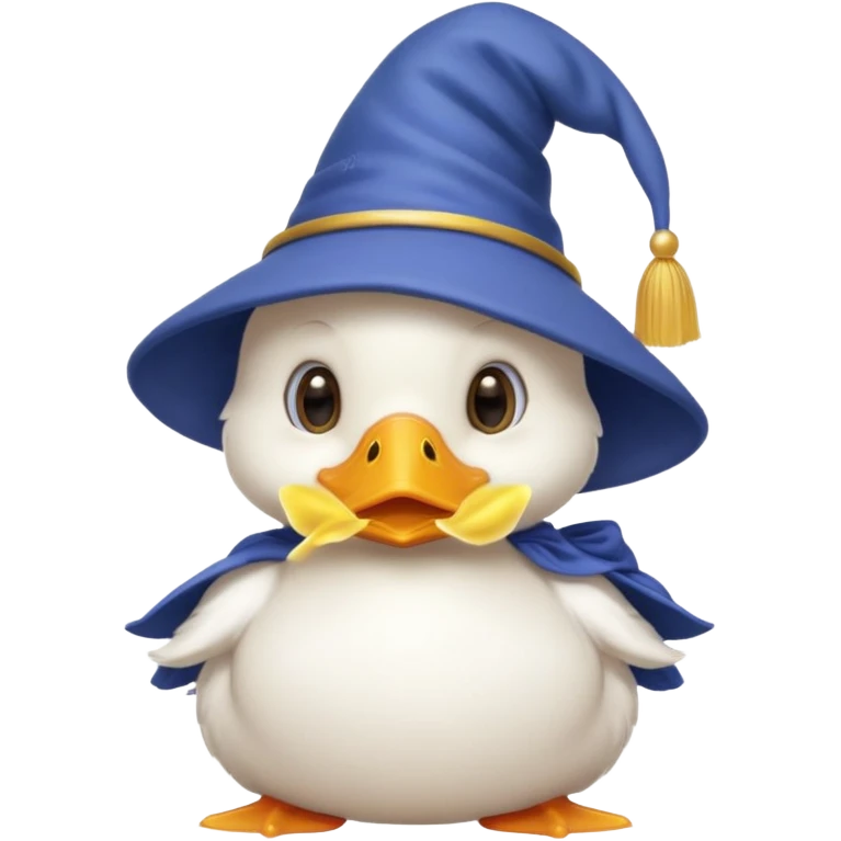 white baby duck with wizard hat
 emoji