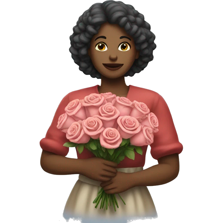 I want a woman holding a bouquet of roses emoji