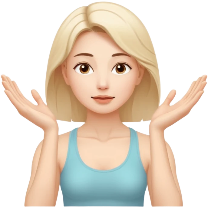 Minimal wellness-style emoji of a woman doing face yoga exercises, hands gently lifting and stretching facial muscles, calm and natural look, clear face yoga movement, simple and easy-to-understand icon, no beauty or medical elements

 emoji