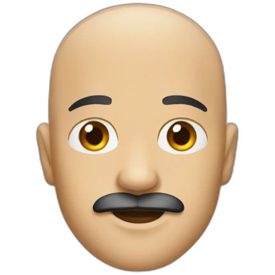 shaved head with mustache emoji
