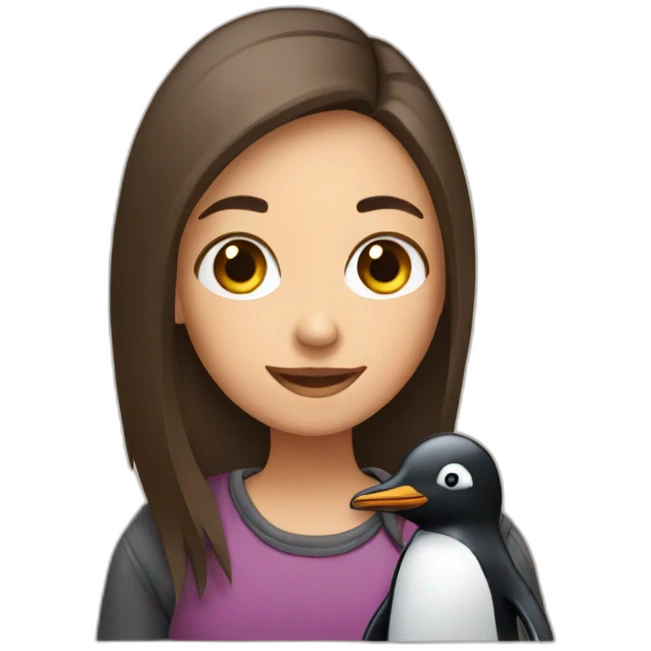 girl holding penguin emoji