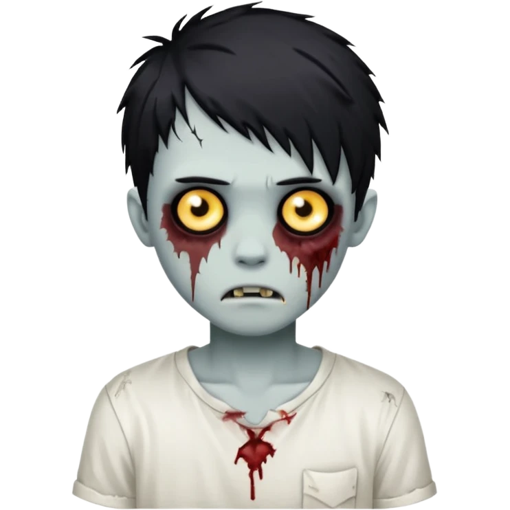 zombie boy with emo hair and white shirt emoji