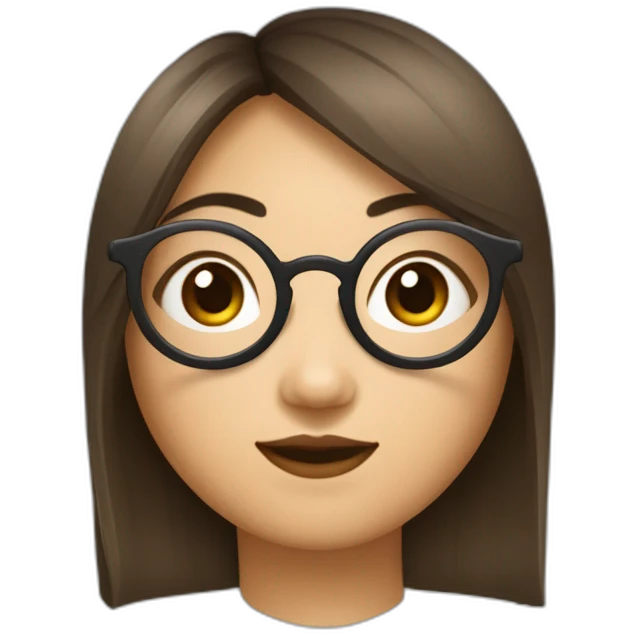Fille asiatique avec cheveux bruns au carré et avec des lunettes rondes emoji