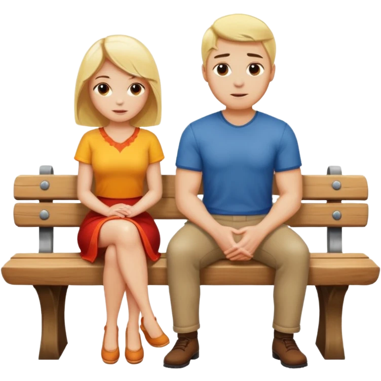 Blond woman and a man, who trust. Passion and Fire, Bench emoji