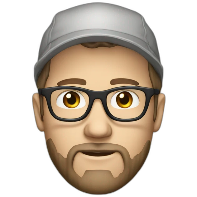 white man with short dark beard, cap and glasses emoji