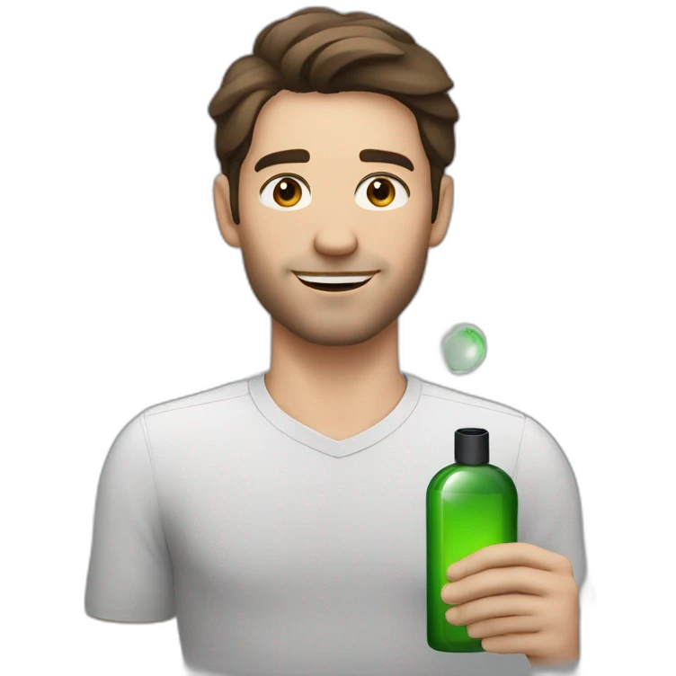 white skin men with mid brunette hair with a perfum bottle emoji