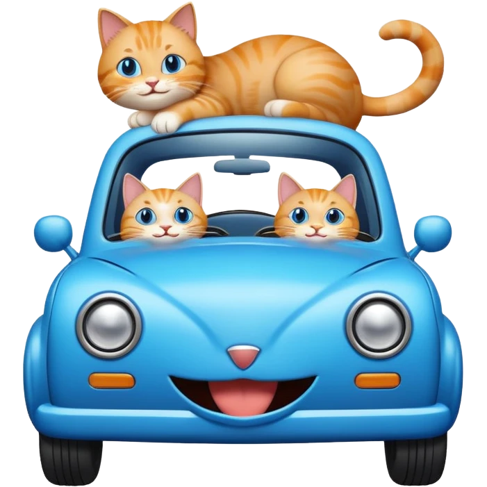 playful car with cat features emoji