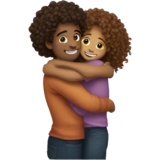 Hug two bestfriends one with long curly hair emoji