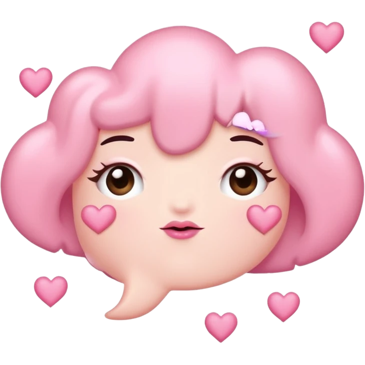 A pastel pink thought bubble brimming with tiny hearts, lips, and sparkles  emoji