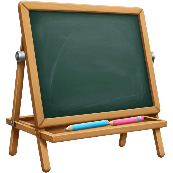 drawing board with classic wooden frame, chalk and eraser emoji