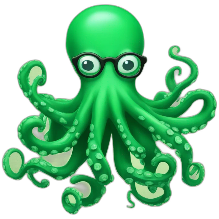 A GREEN OCTOPUS WITH SPECS REPRESENTING GROWTH emoji
