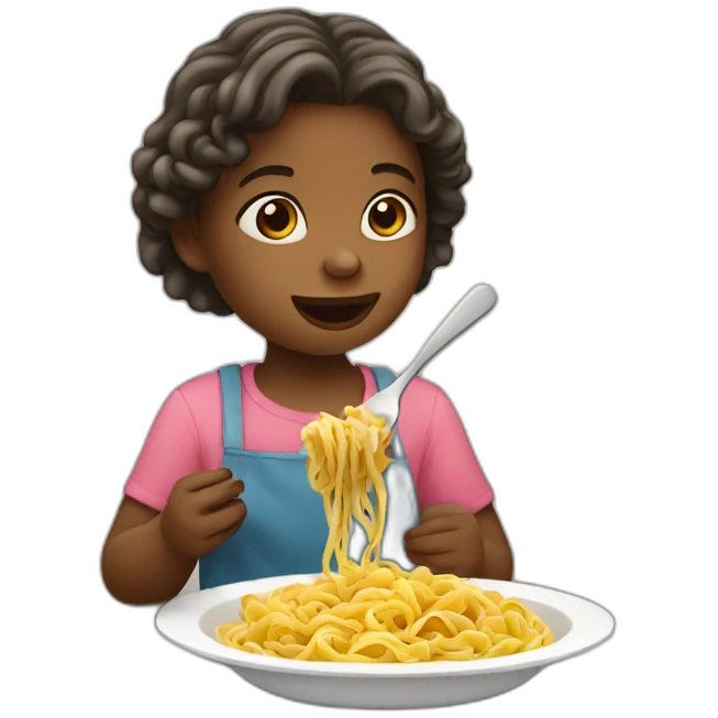 little girl eating pasta emoji