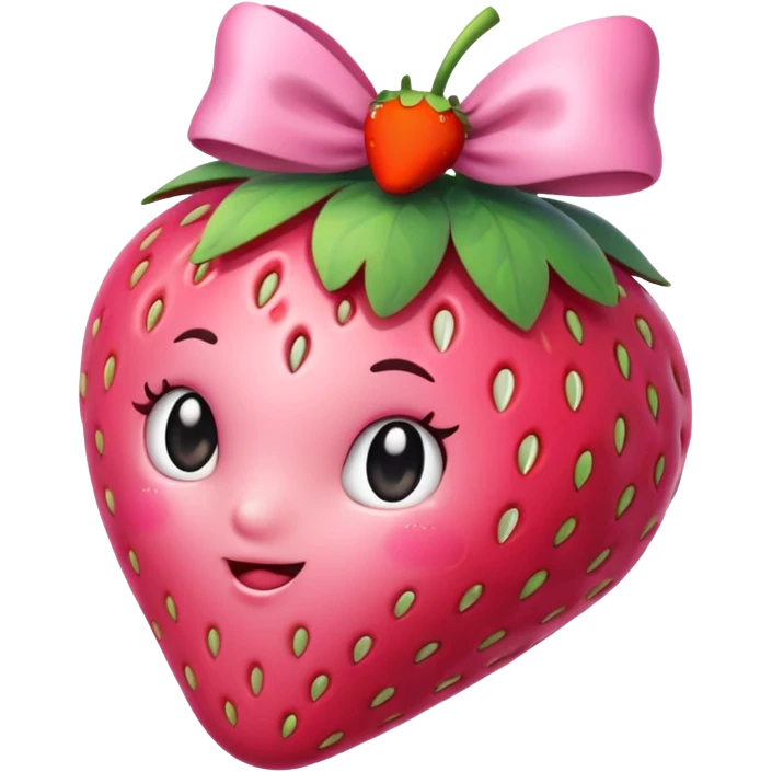 A strawberry with a bow cute pink  emoji