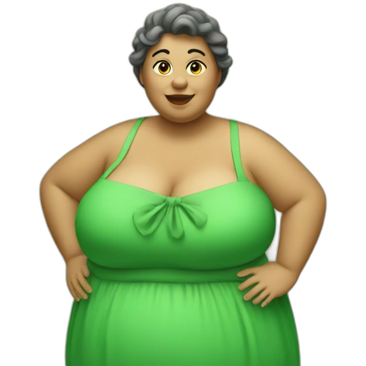 Fat lady with green dress emoji