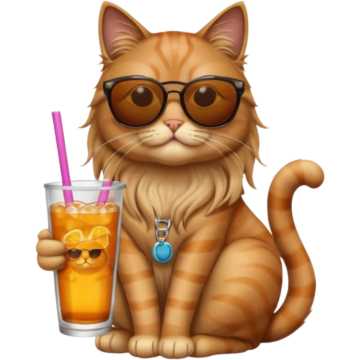 cat long  in drink holders with sunglasses  emoji