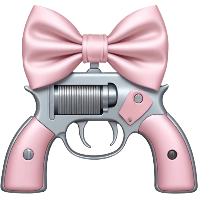 pale pink gun, pale pink bow emoji