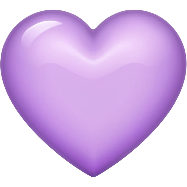 A light purple heart emoji that has the same shape as a normal heart emoji and light reflecting is from the tip of the heart emoji