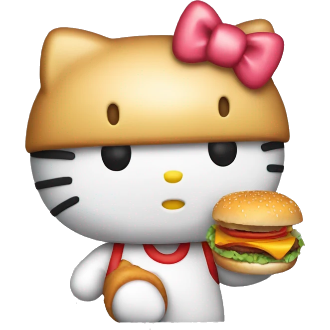hello kitty holding a burger  emoji