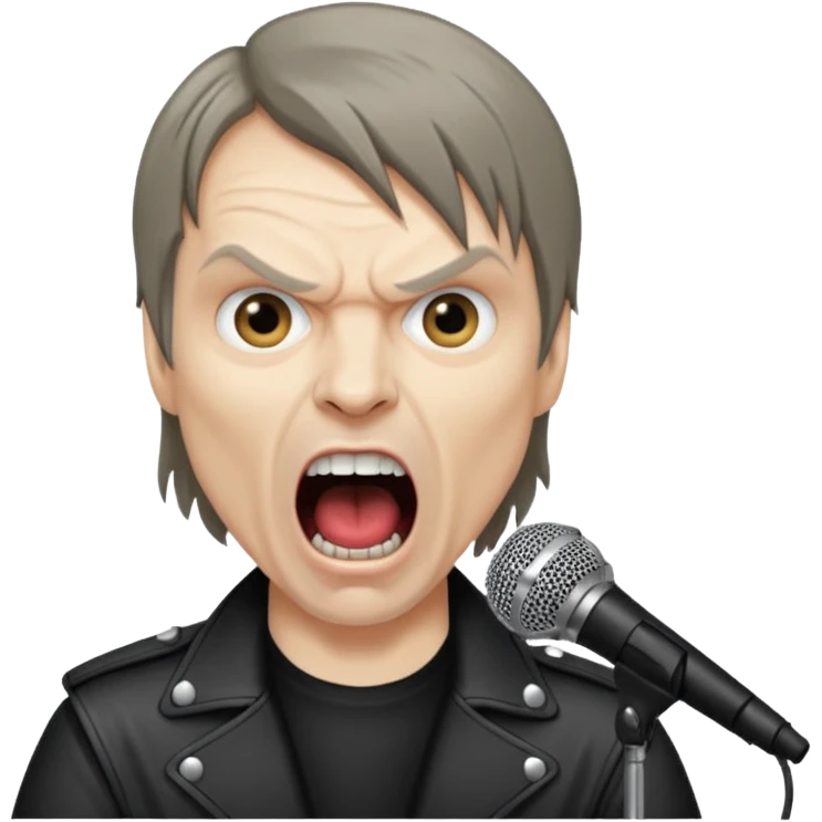 bruce dickinson, metal musician, screaming with mirophone emoji