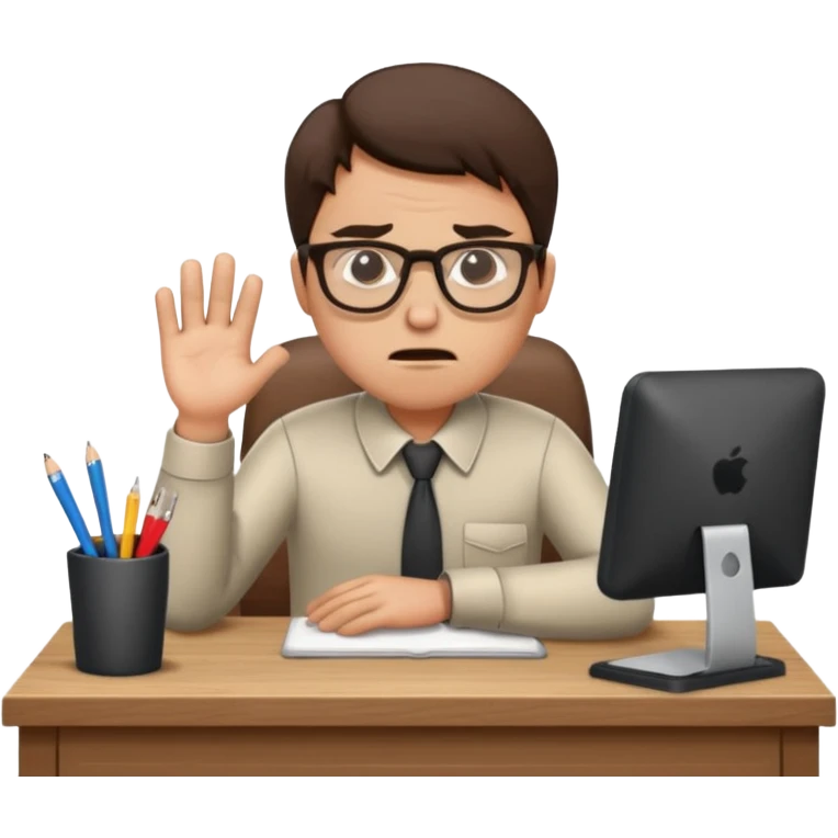 Annoyed/angry worker working at a desk emoji