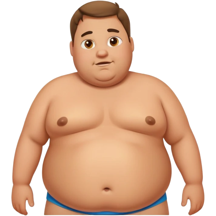 fat guy holding stomach while shirt is off emoji