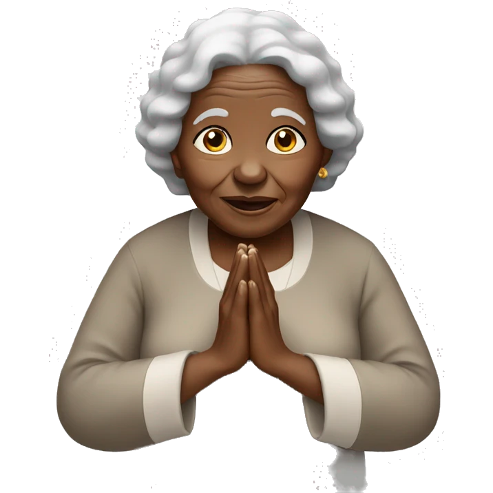 Old black lady with prayer hands emoji