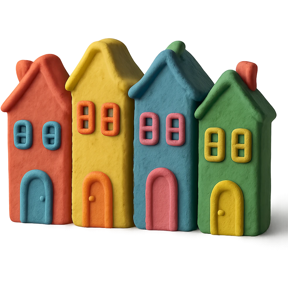 townhomes with soft shapes and visible texture emoji
