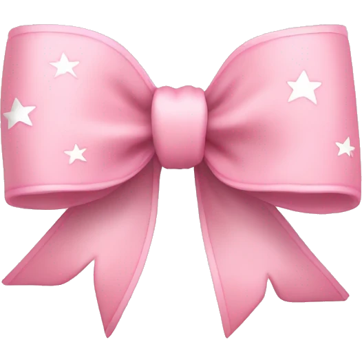 light pink bow with thin ribbon and stars around it emoji