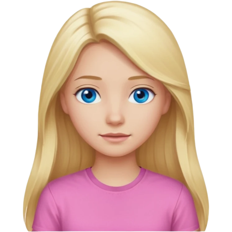 blonde girl long hair blue eyes pink shirt emoji